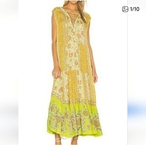 Free People Hanaley Bai Maxi Boho Dress Lace Up size small